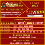 Prediksi Togel 4D Online Toto Macau P6 Kamis 26 Oktober 2023