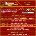 Prediksi Togel 4D Online Toto Macau P6 Selasa 10 Oktober 2023