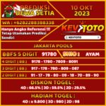 Prediksi Togel Toto 4D Jakarta Pools Selasa 10 Oktober 2023