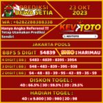 Prediksi Togel Toto 4D Jakarta Pools Senin 23 Oktober 2023