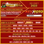 Prediksi Togel Toto 4D Jakarta Pools Senin 30 Oktober 2023